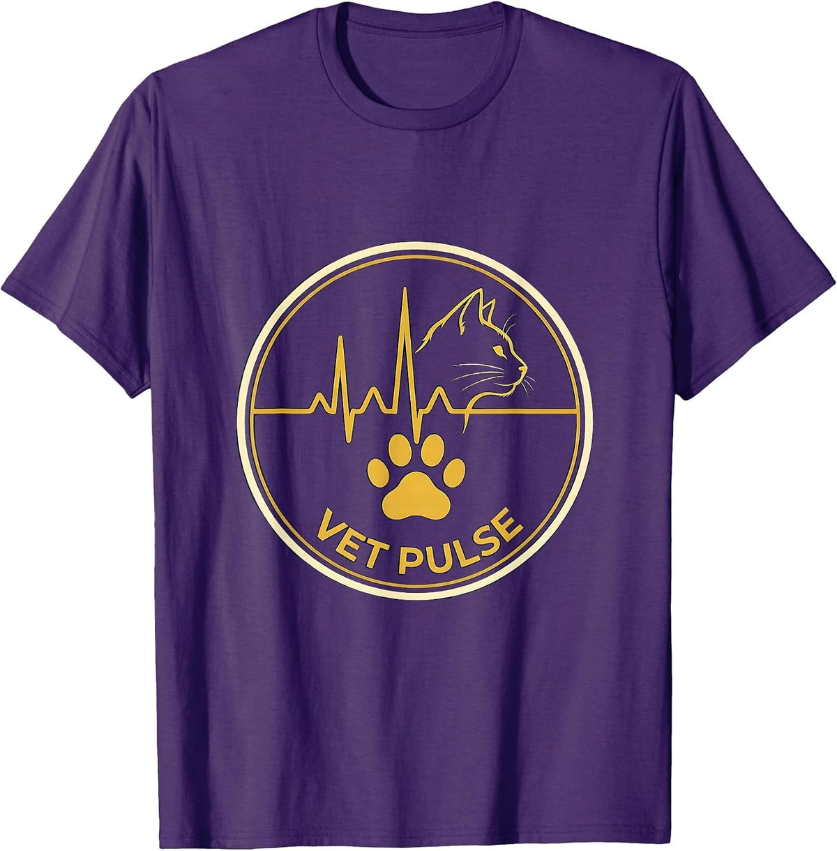 Vet Pulse Emblem Veterinarian Vet Tech Animal Care T-Shirt - Purple