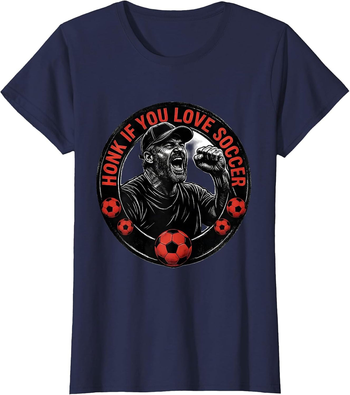 Women's Honk If You Love Soccer Dad Graphic Design T-Shirt - Navy Blue