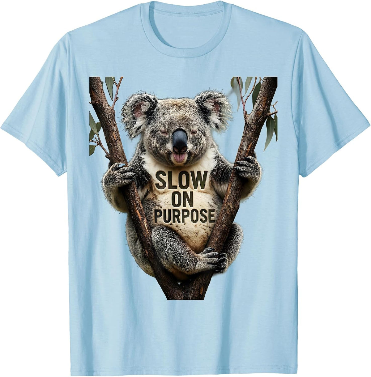 Men's Slow On Purpose Funny Koala Lover Animal Humor T-Shirt - Baby Blue