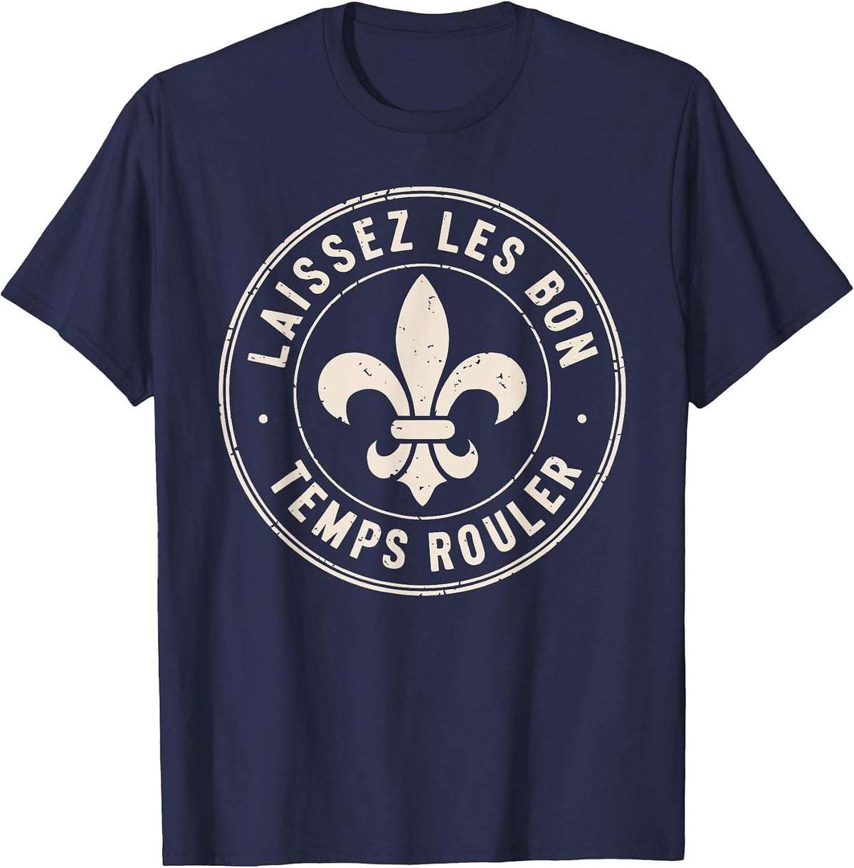 Laissez les Bon Temps Rouler Mardi gras Fleur de lis T-Shirt - Navy Blue