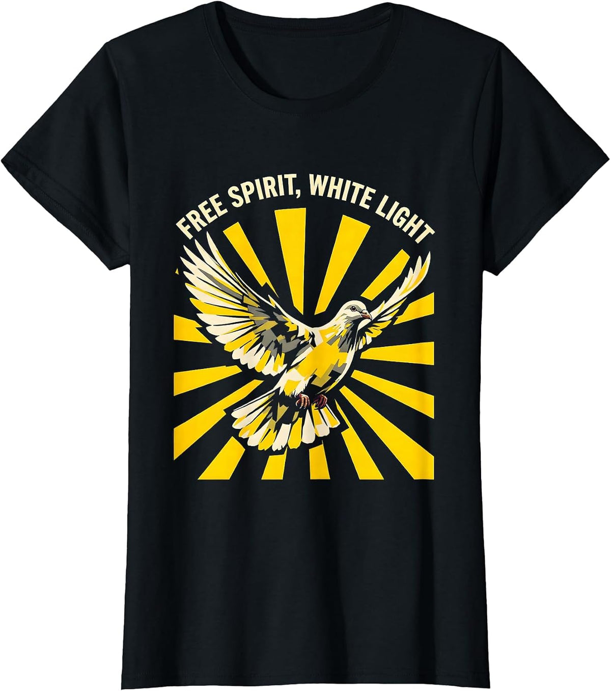 Free Spirit White Light Freedom Graphic Design T-Shirt - Black