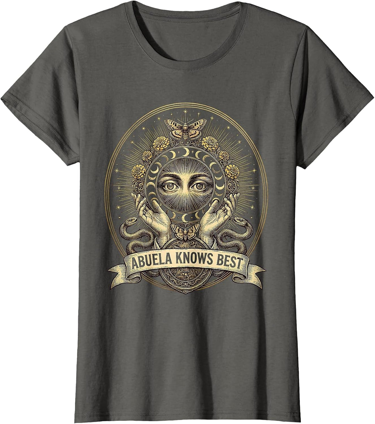 Women's Abuela Knows Best Mexican Grandmother Design T-Shirt - Asphalt Grey