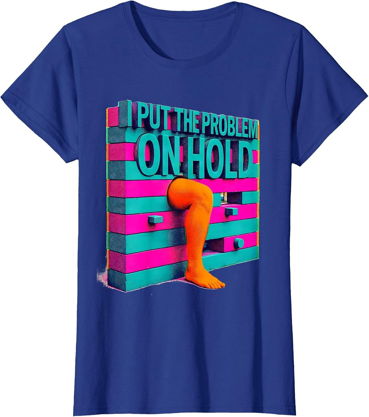 Women's I Put The Problem On Hold Funny Rock Climbing Bouldering T-Shirt - Royal Blue