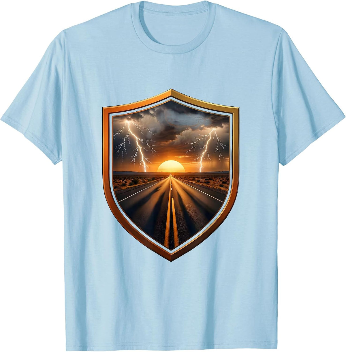 Men's Route 66 Desert Storm Dusk Highway Graphic Tee T-Shirt - Baby Blue