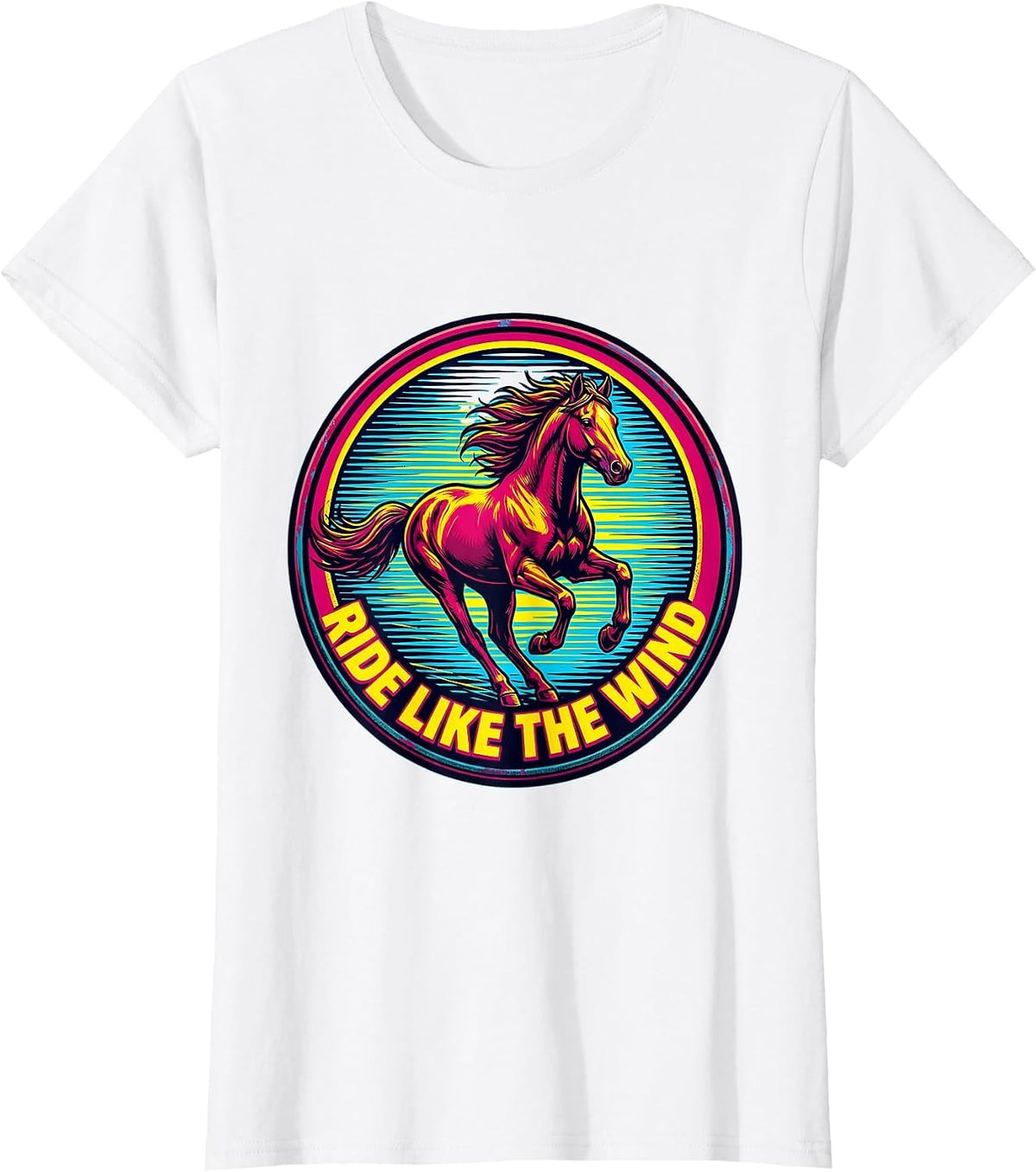 Ride Like the Wind Horse Lover Design T-Shirt - White