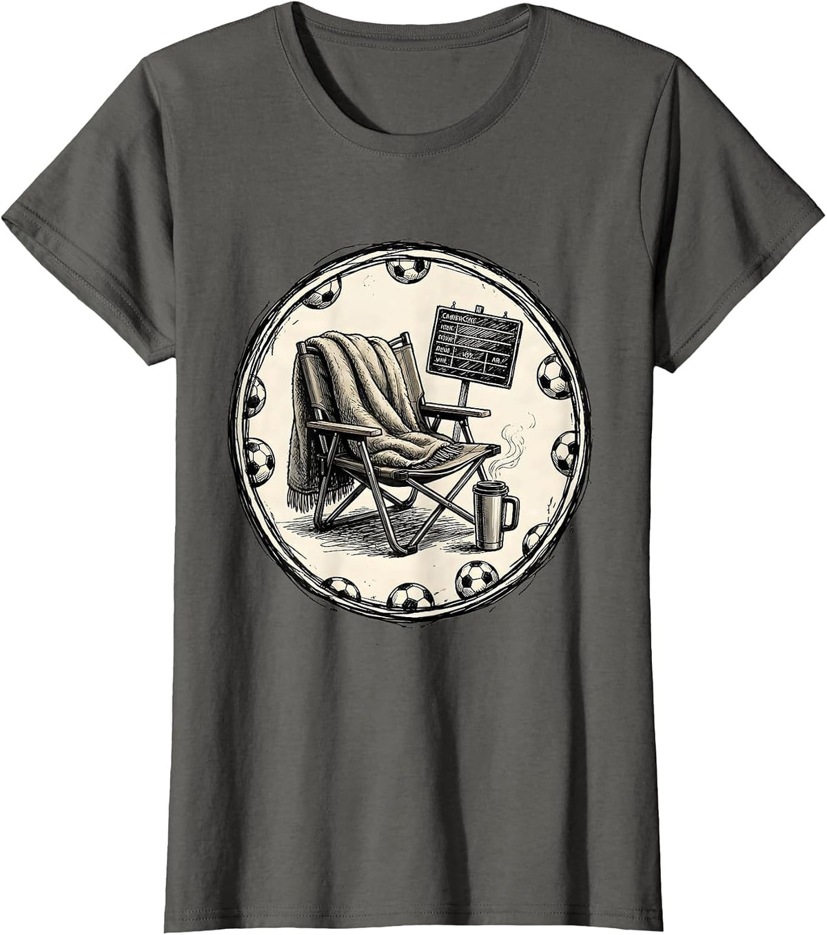 Women's Soccer Dad Sideline Scene Graphic T-Shirt - Asphalt Grey