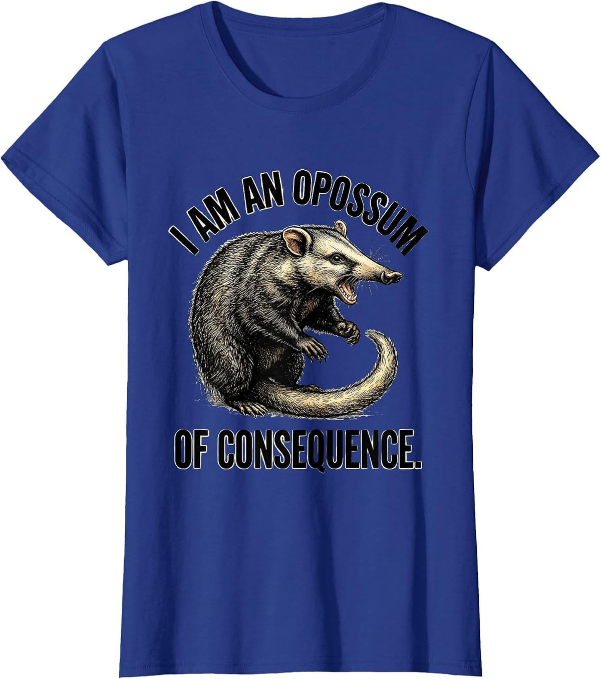 Women's I Am An Opossum Of Consequence Funny Opossum Trash Panda T-Shirt - Royal Blue