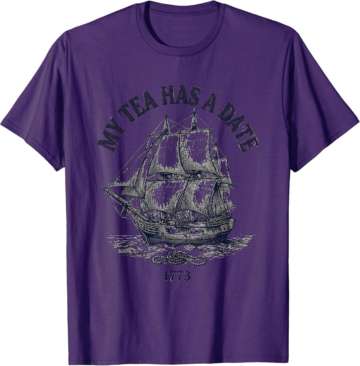 My Tea Has A Date: 1773 Funny History Teacher July 4th T-Shirt - Purple