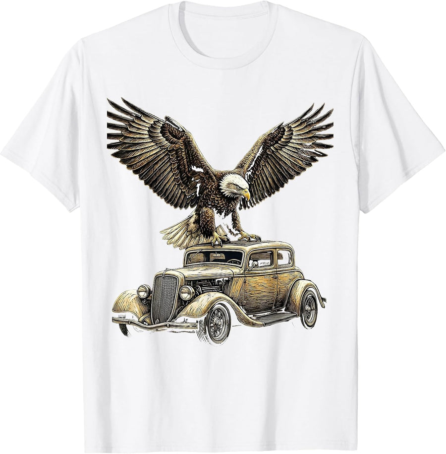 Men's Valley Forge Automotive Eagle Hot Rod Graphic T-Shirt - White