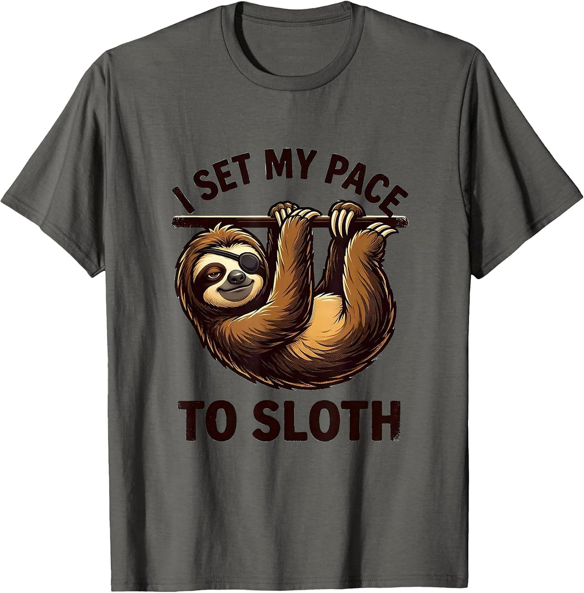 I Set My Pace To Sloth Funny Sloth Lover Gift Humor T-Shirt - Asphalt Grey