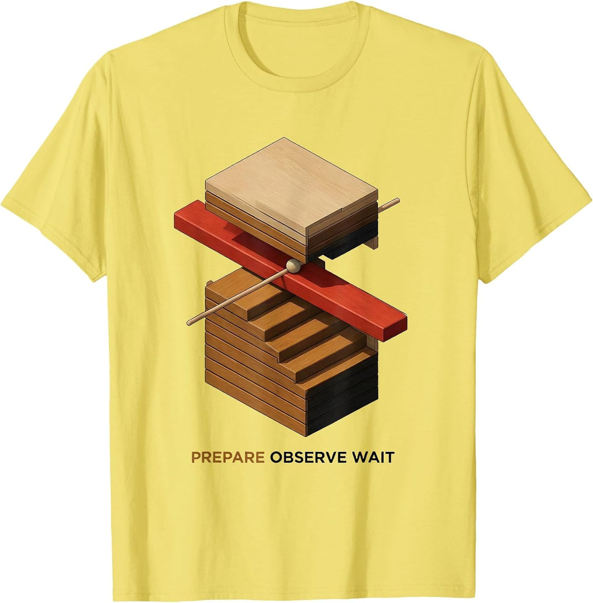 Men's Prepare Observe Wait Montessori Teacher Philosophy Pride T-Shirt - Lemon Yellow