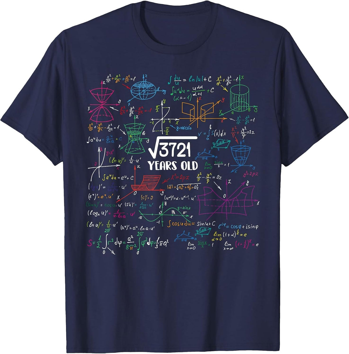 Square Root of 3721-61 Year Old Math Lovers 61th Birthday T-Shirt - Navy Blue