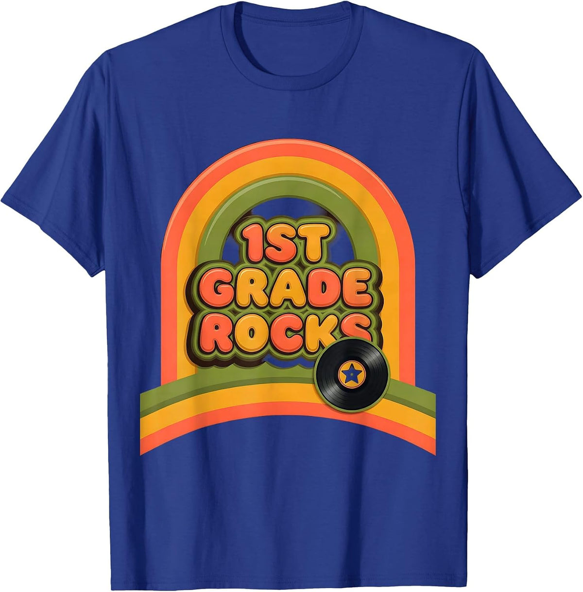 Men's 1st Grade Rocks Retro Teachers Kids First Day of School T-Shirt - Royal Blue