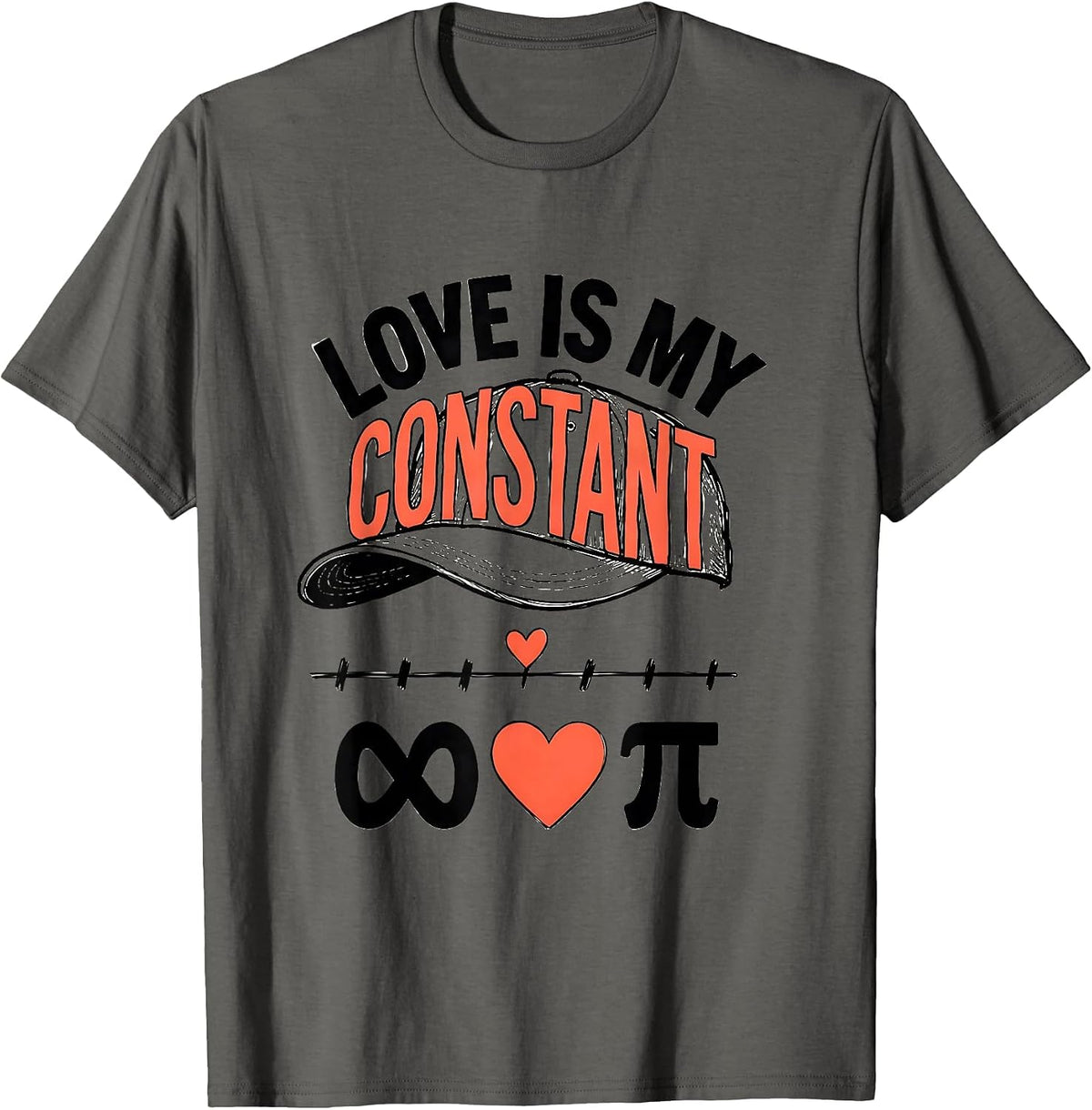 Men's Love Is My Constant Funny Math Teacher Valentine’s Day Humor T-Shirt - Asphalt Grey