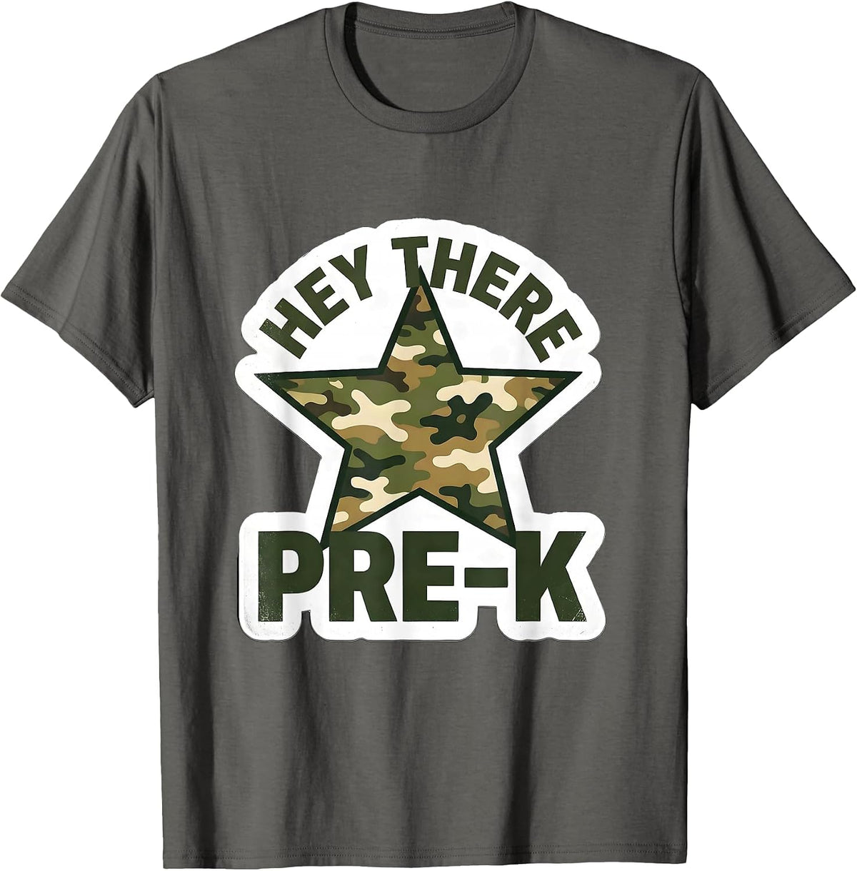 Hey There, Pre-K Camo Back To School Boy Teacher First Day T-Shirt - Asphalt Grey