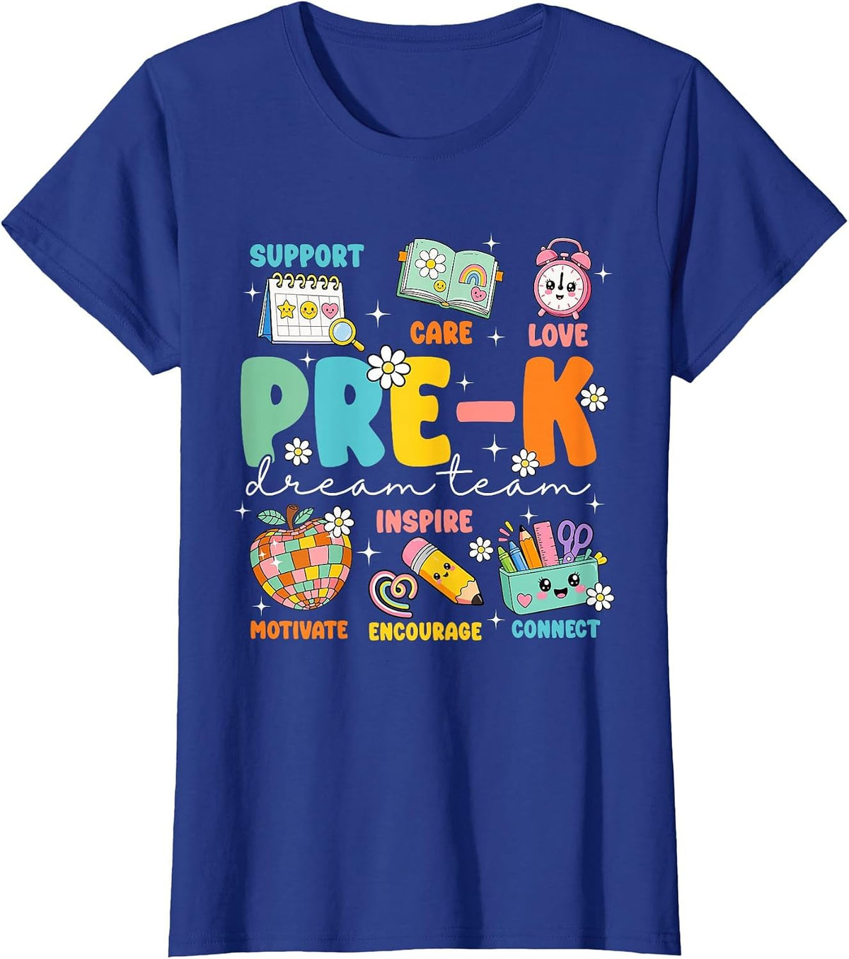 Team PreK Teacher Preschool Back to School Care Love Support T-Shirt - Royal Blue