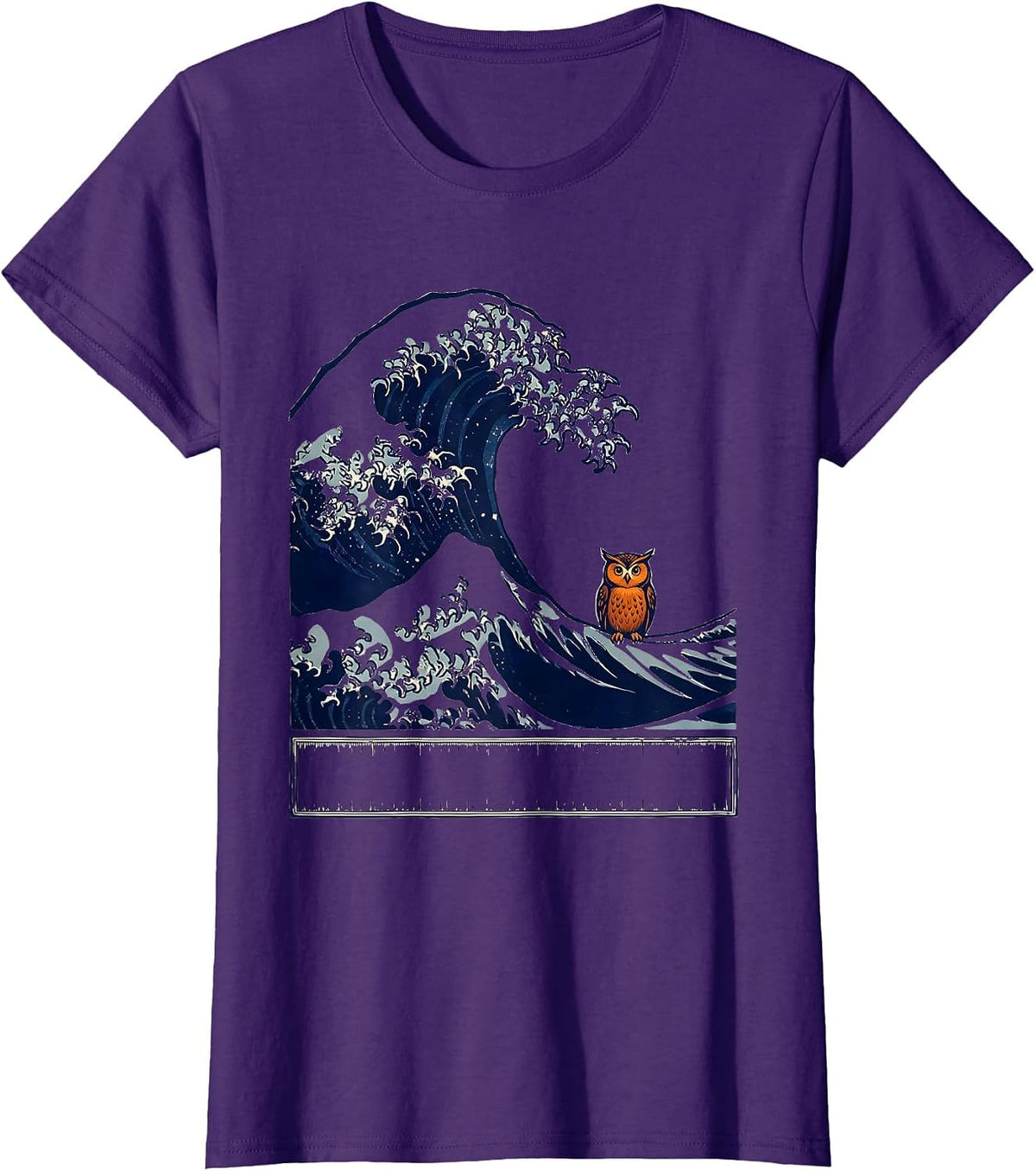 Women's Wave Owl Animal Parody Japanese Art Graphic T-Shirt - Purple