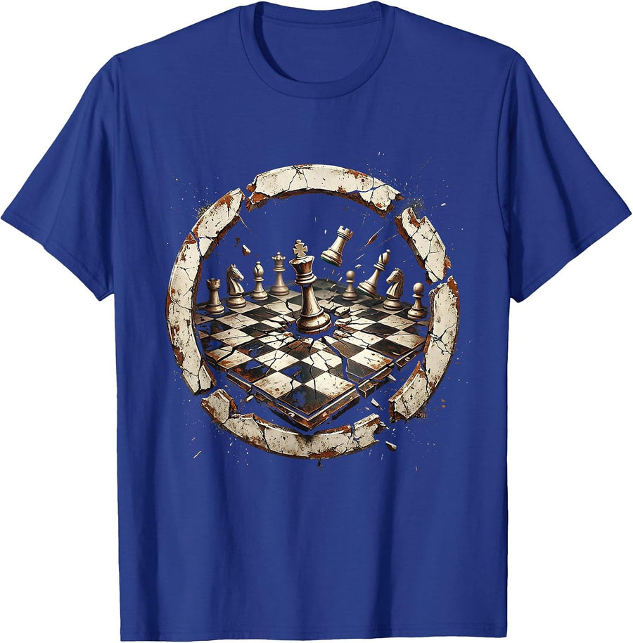 Chaos Coordinator Chess Battle Graphic Tee T-Shirt - Royal Blue