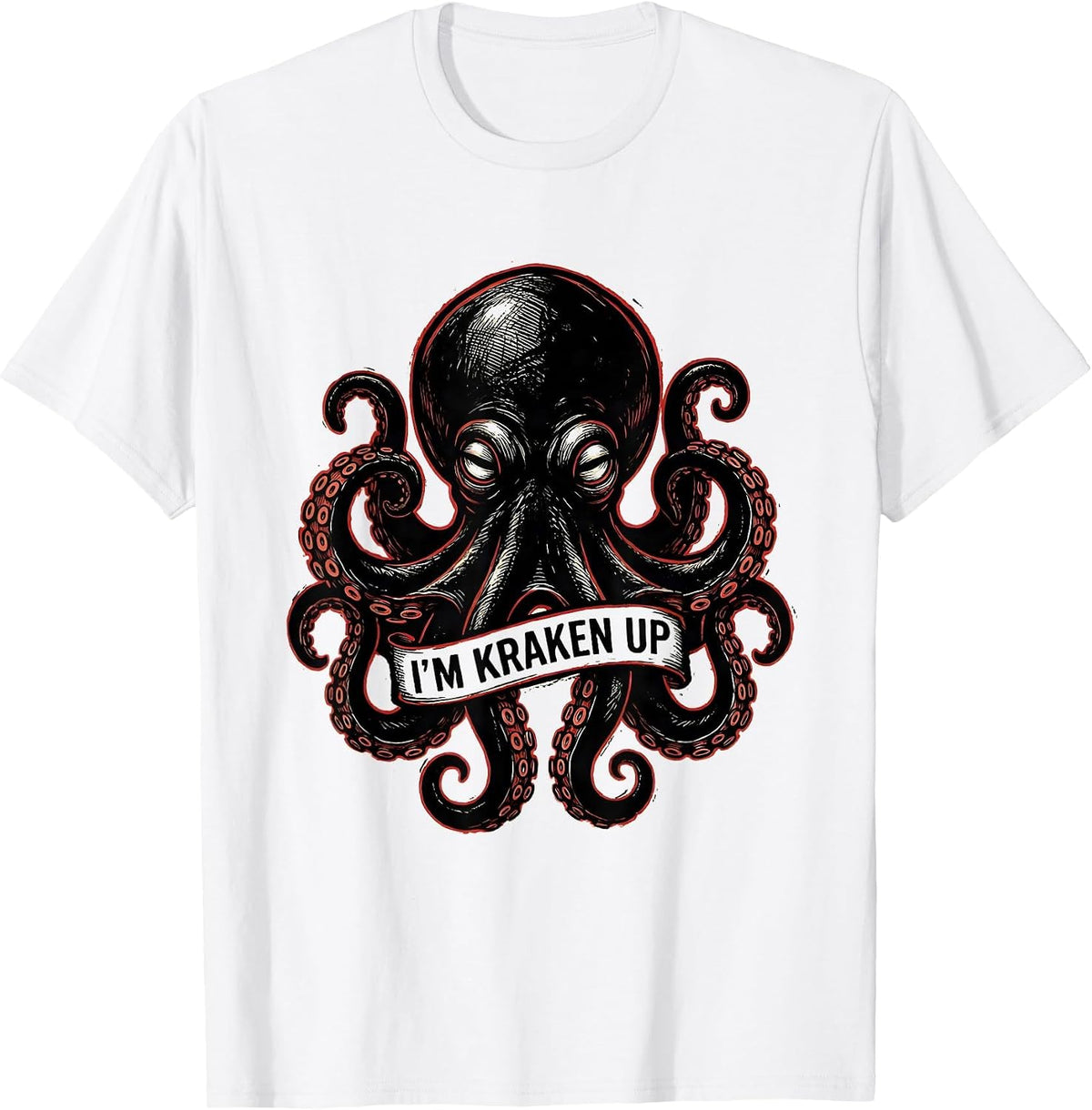Men's I'm Kraken Up Tattoo Octopus Lover Cute Sea Creature Art T-Shirt - White