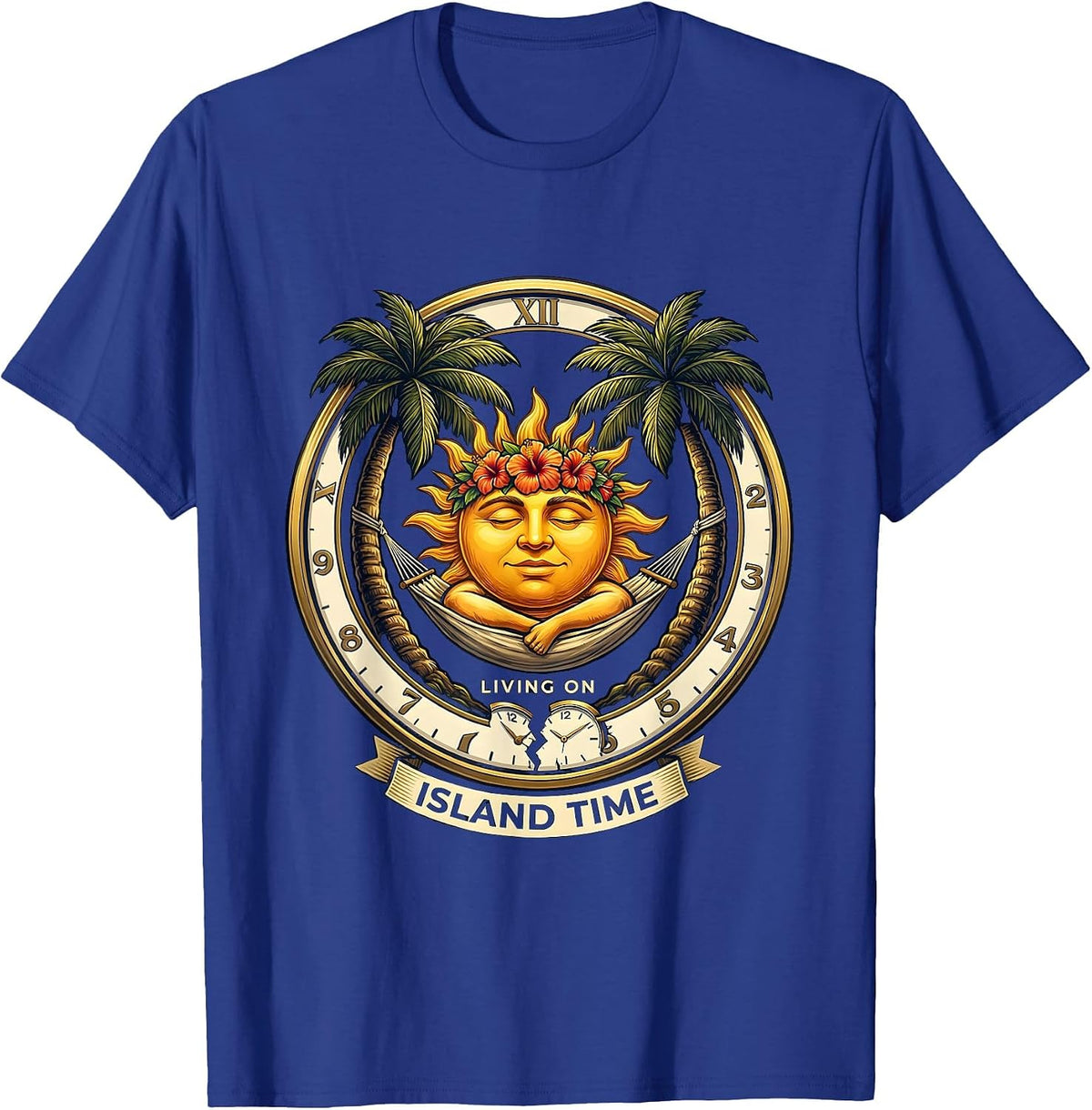 Living On Island Time Funny Hawaiian Design T-Shirt - Royal Blue