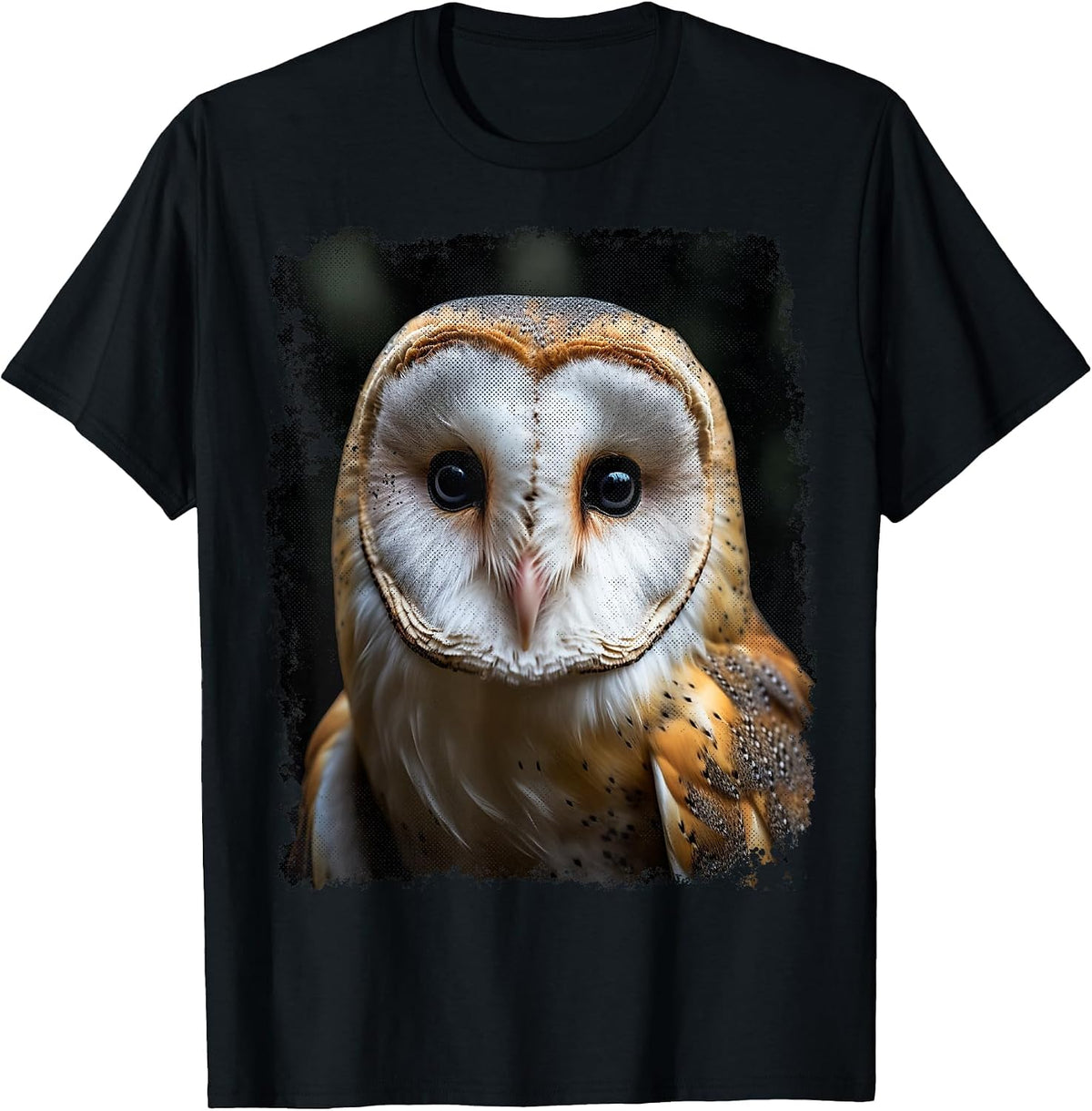 Vintage Barn Owl Animal Graphic T-Shirt - Black