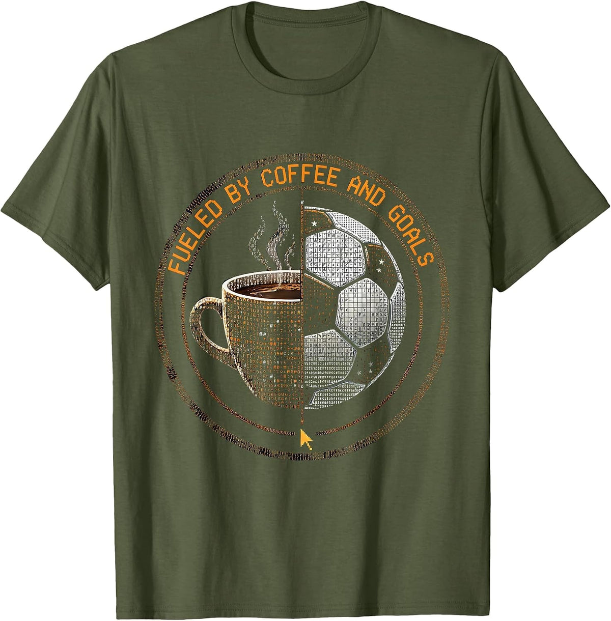 Men's Fueled by Coffee and Goals Soccer Dad Design T-Shirt - Olive Green