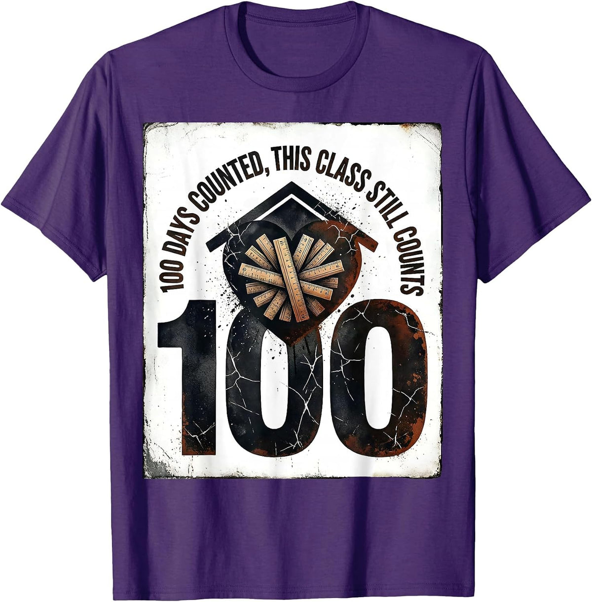100 Days Counted, This Class Still Counts Teacher T-Shirt - Purple