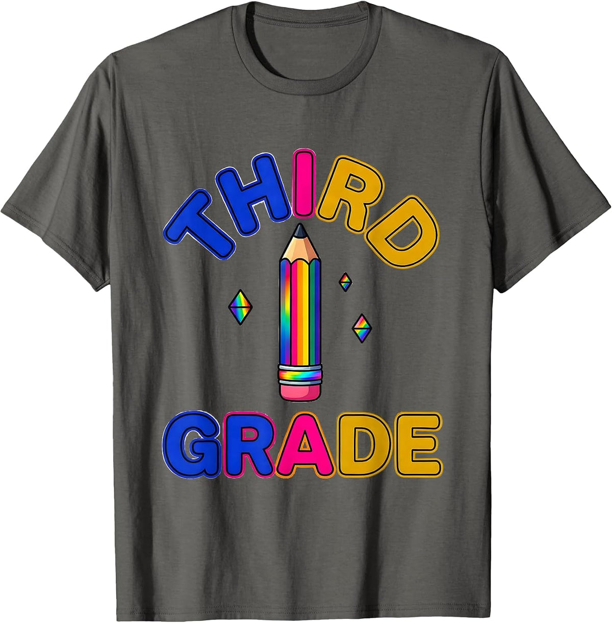 Third Grade Colorful Back To School Teacher Student First T-Shirt - Asphalt Grey