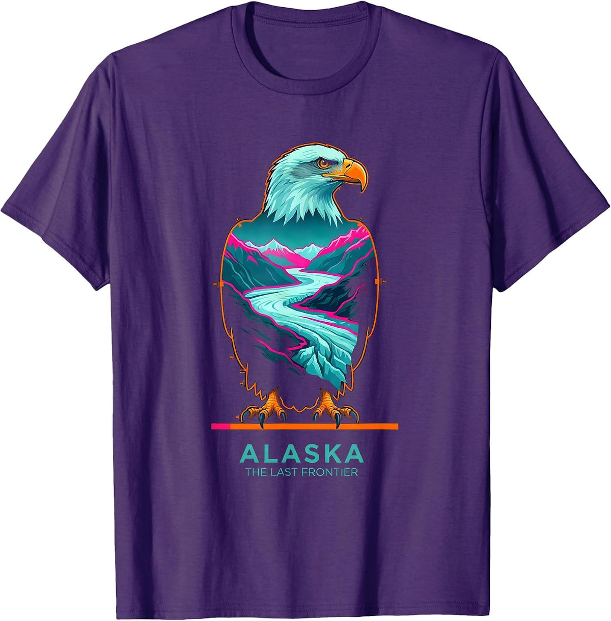 Men's Alaska The Last Frontier Risograph Vintage State Souvenir T-Shirt - Purple