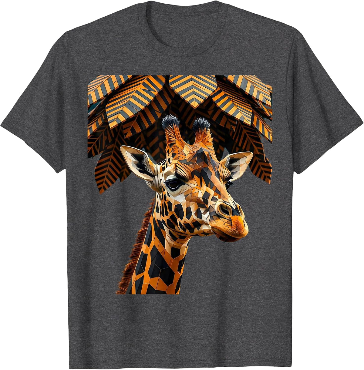 Men's Giraffe Rising Through the Jungle Canopy T-Shirt - Dark Heather Grey