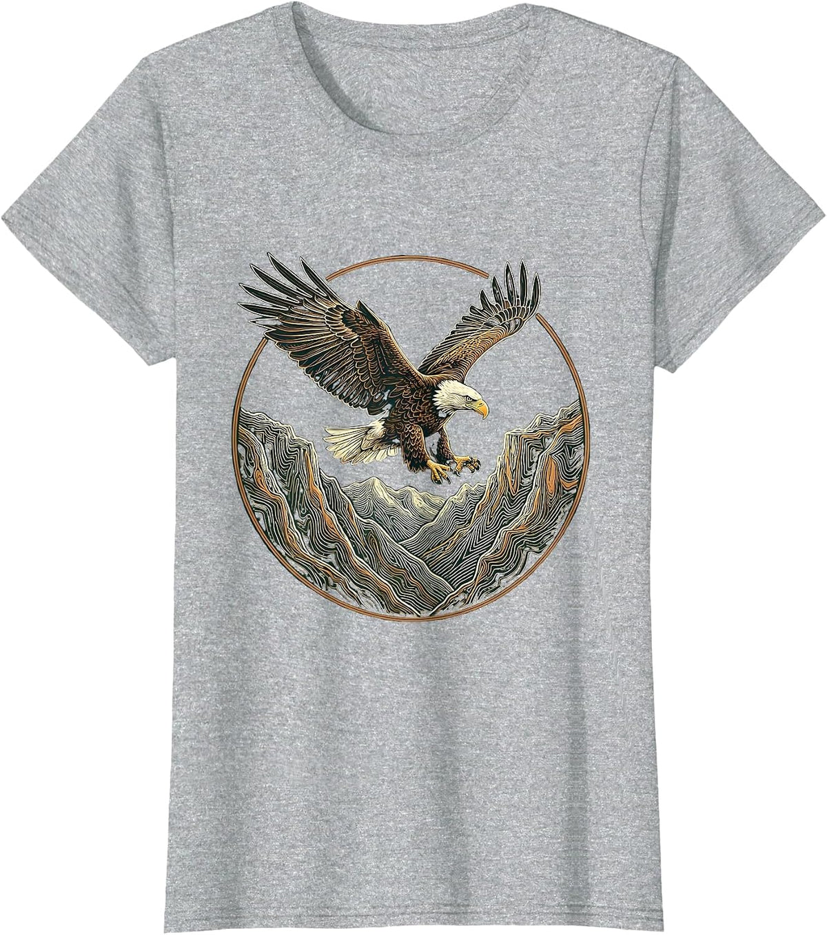 Colorado Eagle Soaring Over Mountain Ridge T-Shirt - Heather Grey