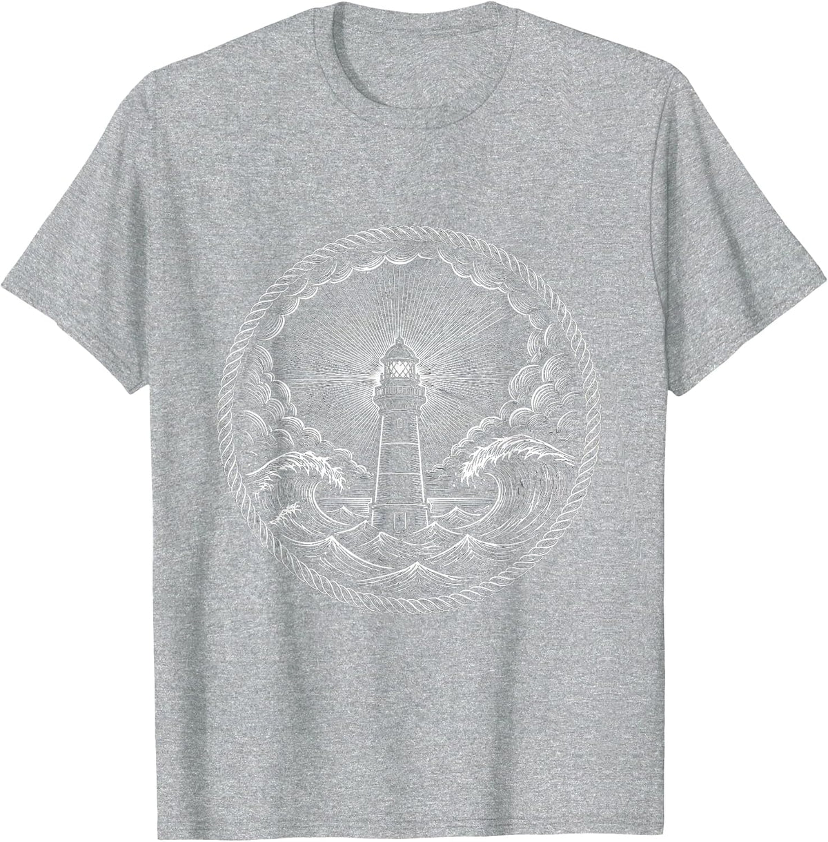 Men's 988 Suicide Prevention Lighthouse Stormy Night Design T-Shirt - Heather Grey