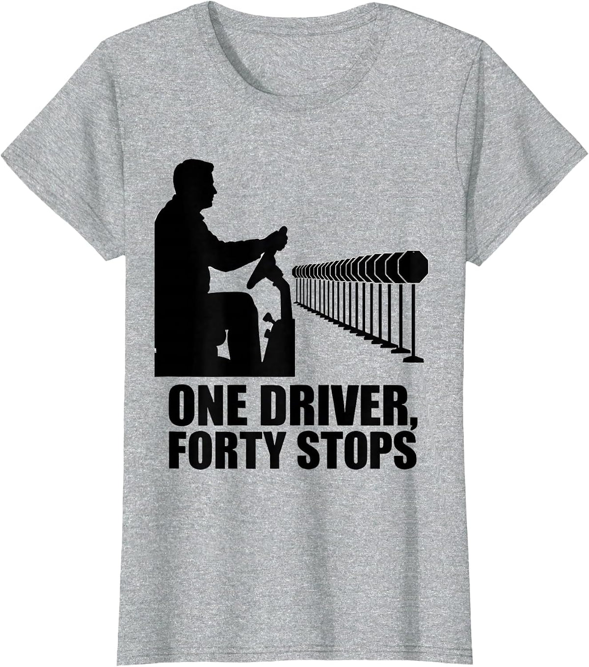 Women's One Driver, Forty Stops Funny School Bus Driver Appreciation T-Shirt - Heather Grey