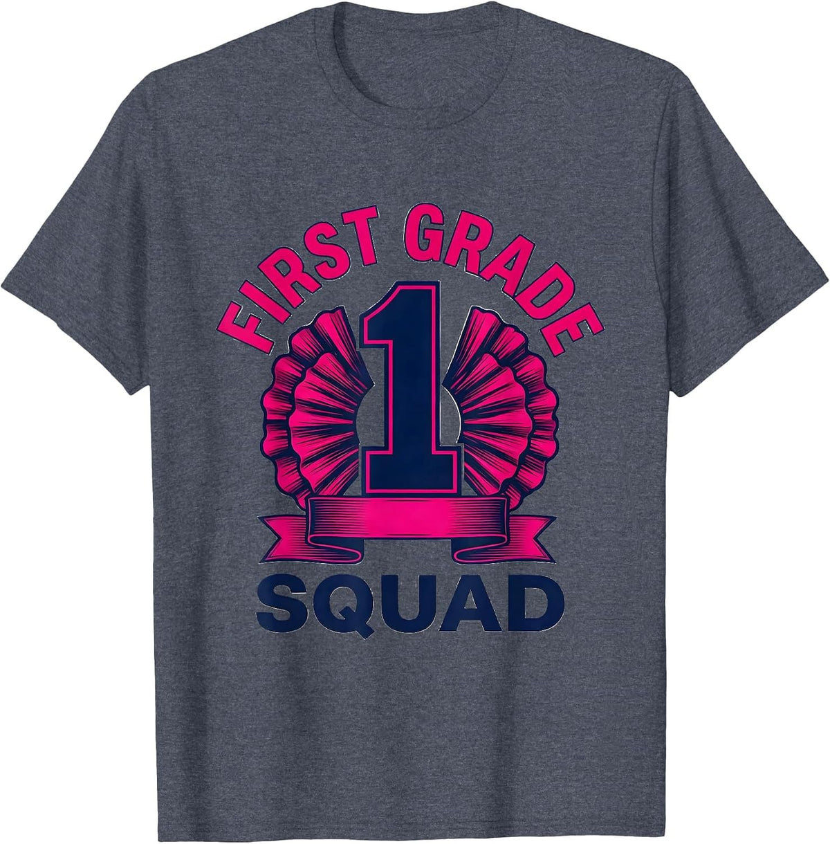 First Grade Squad Cheerful Pennant Back To School Girl First T-Shirt - Heather Blue