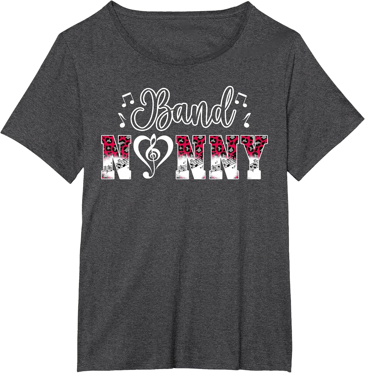Band Nanny Leopard Marching Band Nanny Grandma T-Shirt - Dark Heather Grey