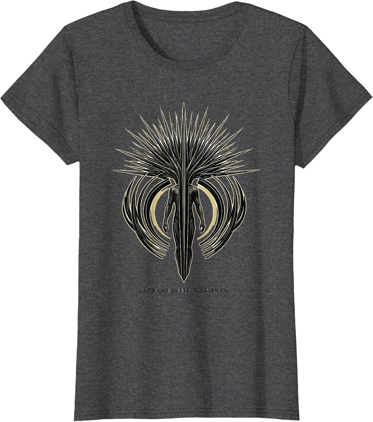 Women's Someone Needs Your Light Inspirational Design T-Shirt - Dark Heather Grey