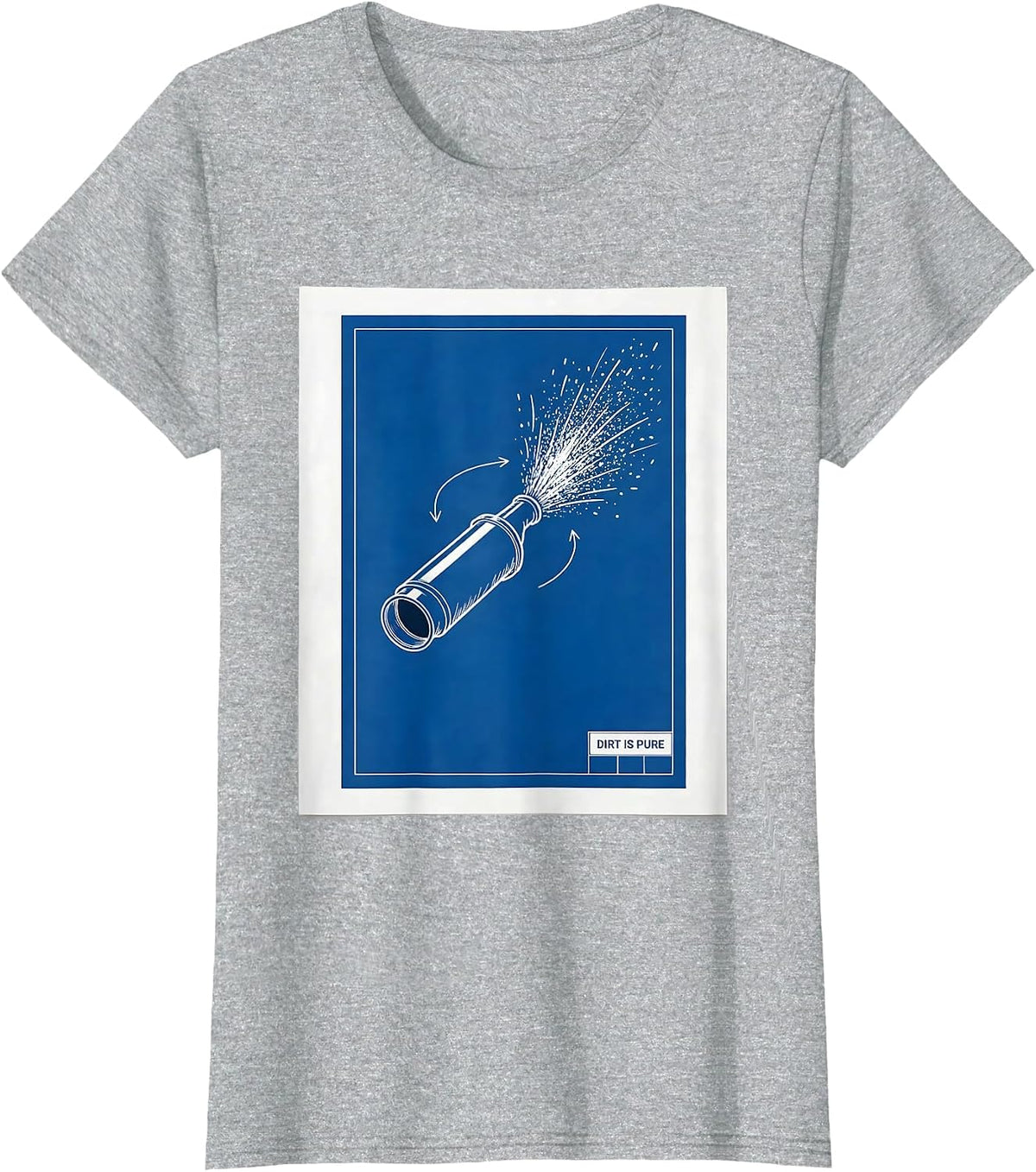 Dirt Is Pure Technical Blueprint Motocross Biker T-Shirt - Heather Grey