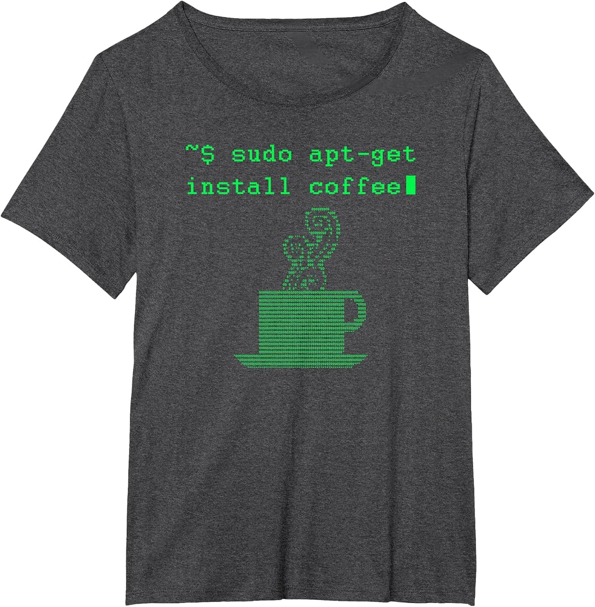 Sudo Apt-get Installs Coffee Funny T-Shirt T-Shirt - Dark Heather Grey