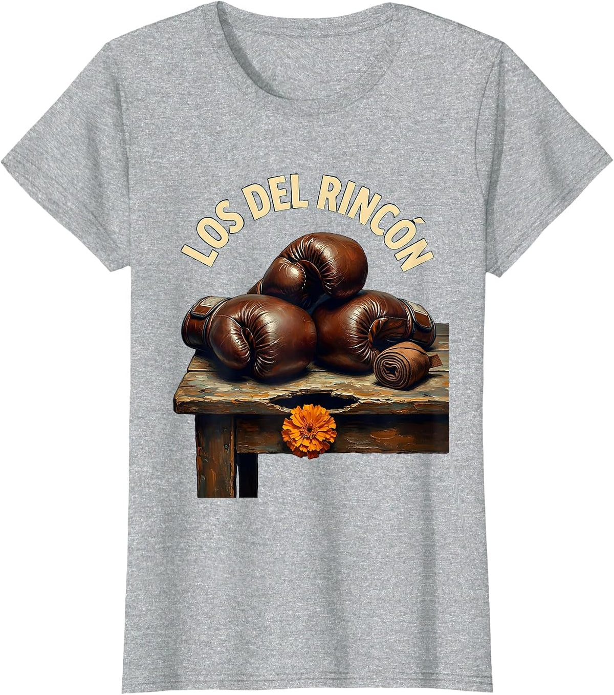 Los Del Rincón Vintage Boxing Glove Día de los Muertos T-Shirt - Heather Grey