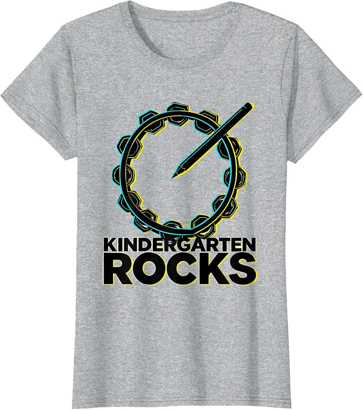 Kindergarten Rocks New Wave Retro Teacher First Day T-Shirt - Heather Grey