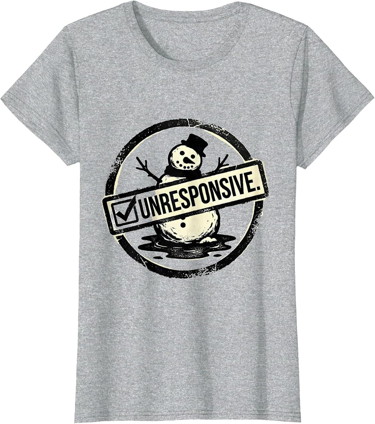 Unresponsive Rubber Stamp Funny Nurse Christmas Medical T-Shirt - Heather Grey