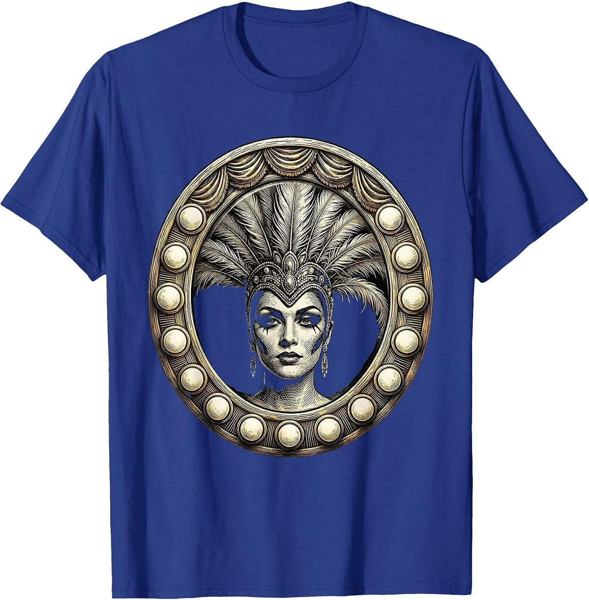 Men's Showgirl Dressing Room Bulb Mirror Portrait T-Shirt - Royal Blue