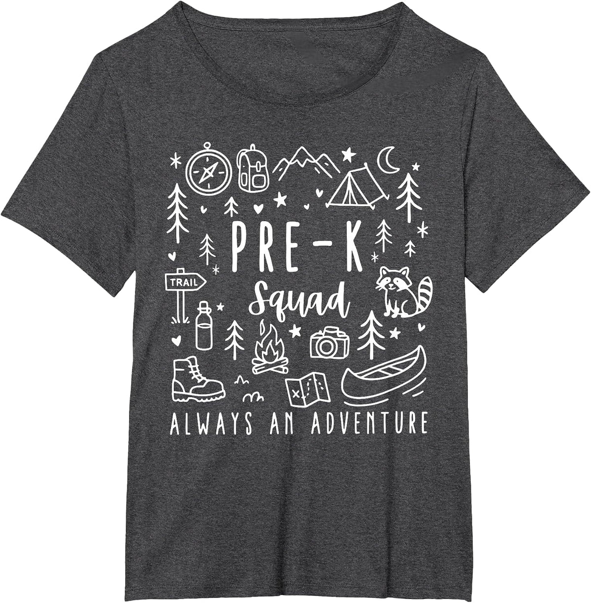 Pre-K Grade Squad Adventure Camping Preschool Teacher Kids T-Shirt - Dark Heather Grey