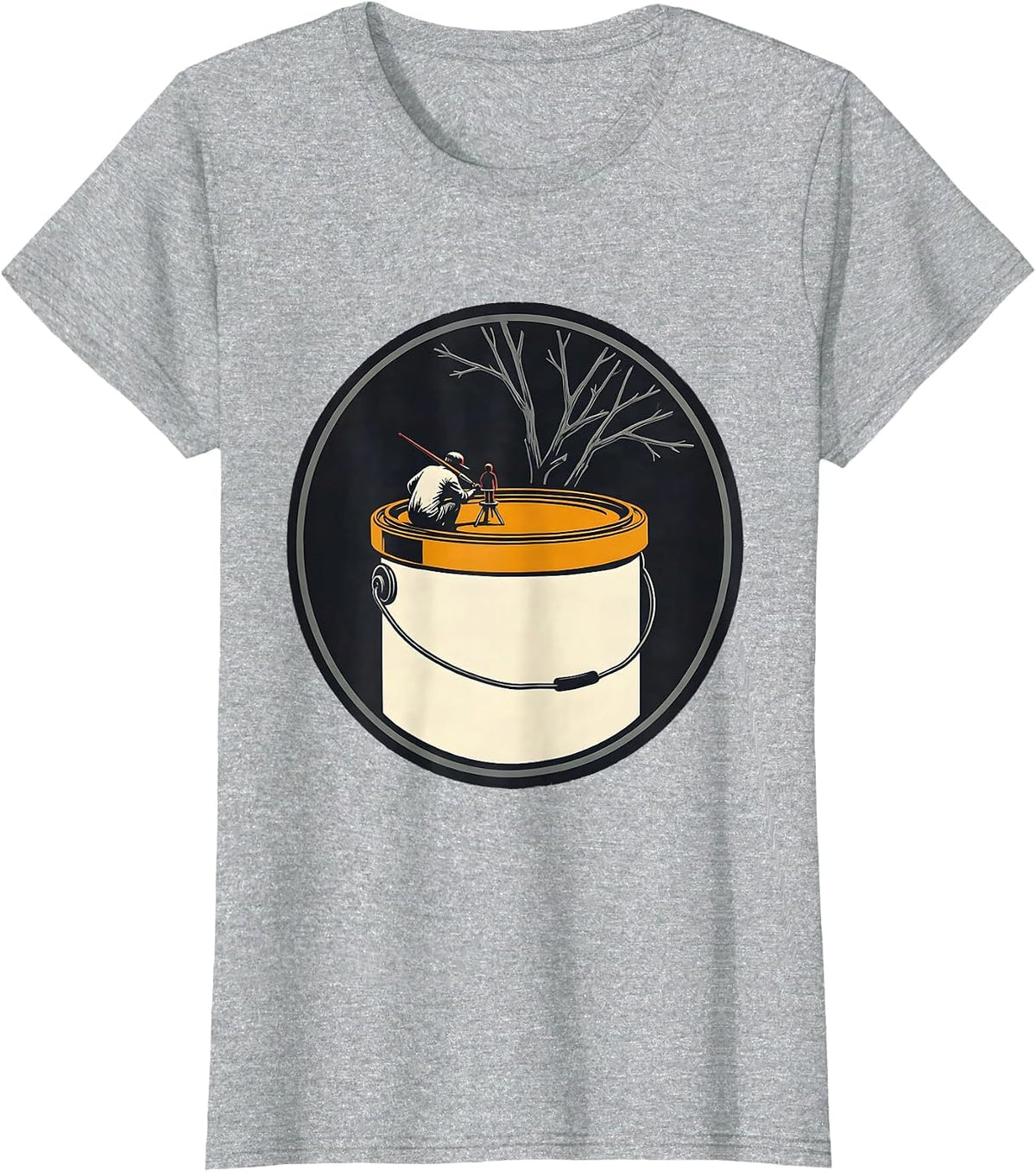 Women's Painter Miniature Badge Screenprint Artist Humor T-Shirt - Heather Grey