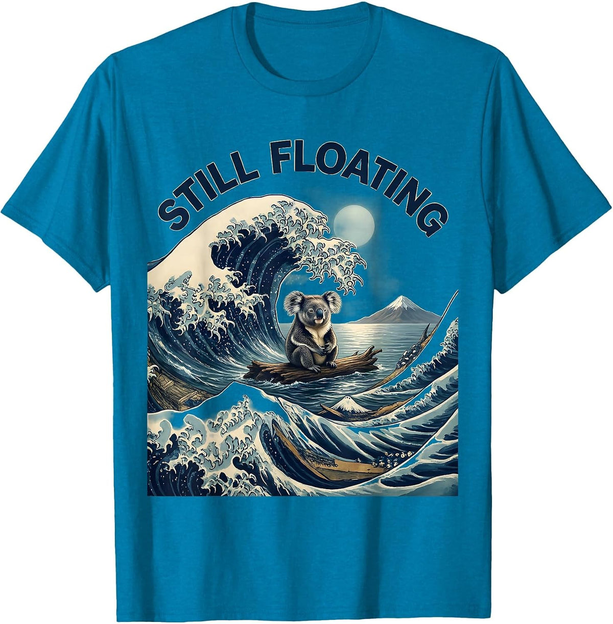 Still Floating Funny Koala Japanese Art Ukiyo-e Animal T-Shirt - Sapphire Blue