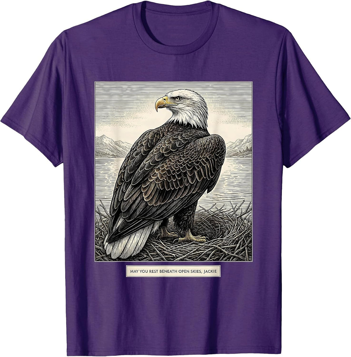 May You Rest Beneath Open Skies, Jackie Memorial Tribute T-Shirt - Purple