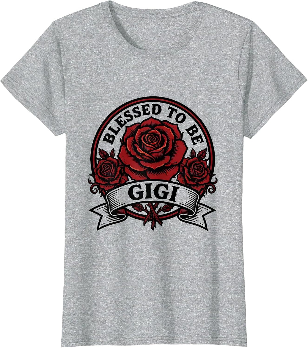 Women's Blessed to be Gigi Grandma Gift Design T-Shirt - Heather Grey