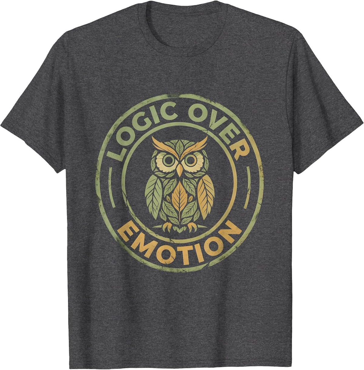 Men's Logic Over Emotion Facts Over Feelings Design T-Shirt - Dark Heather Grey