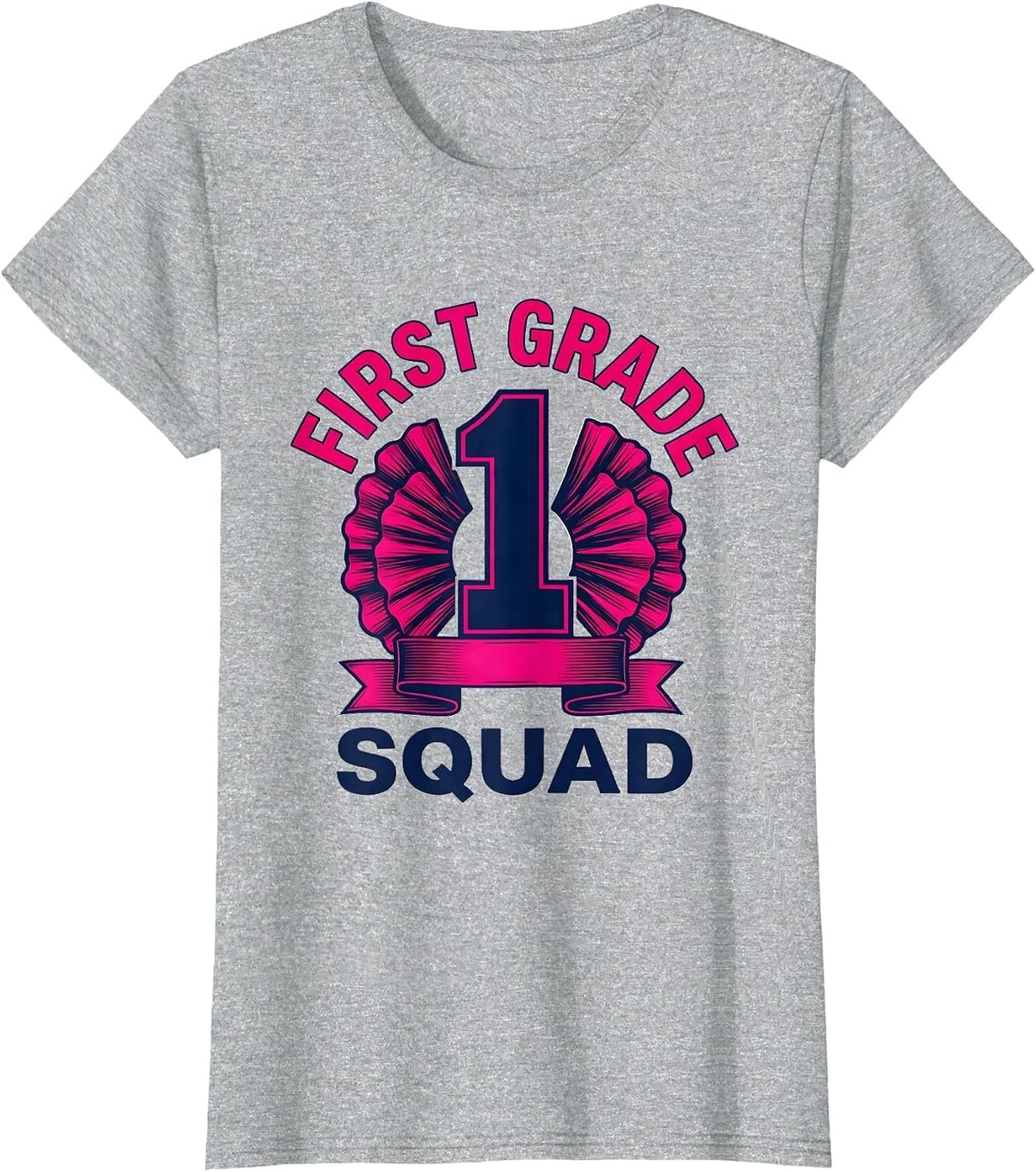 First Grade Squad Cheerful Pennant Back To School Girl First T-Shirt - Heather Grey