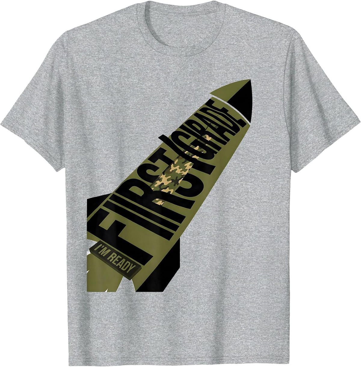 Men's First Grade I'm Ready Camo Back To School Boy Teacher T-Shirt - Heather Grey